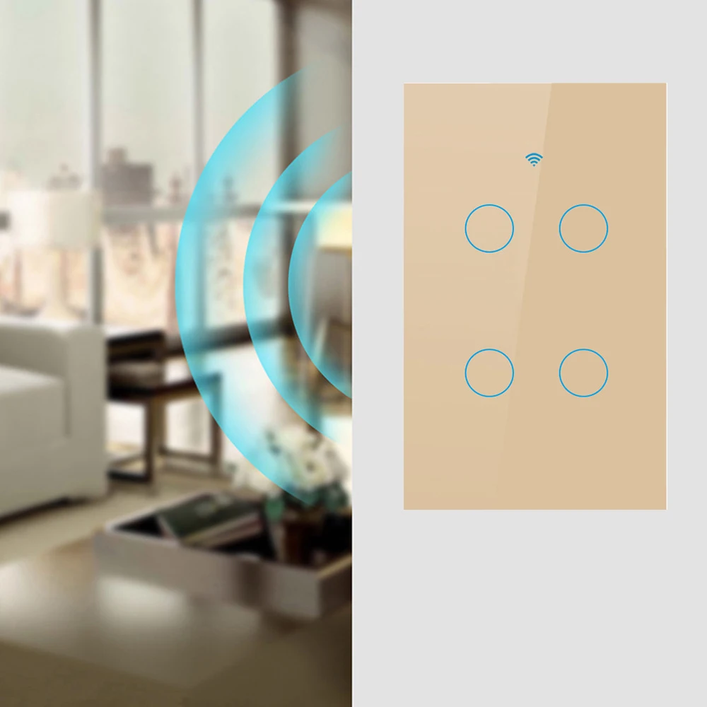 Wi Fi настенный сенсорный выключатель нам не нейтральный провод умный светильник 4