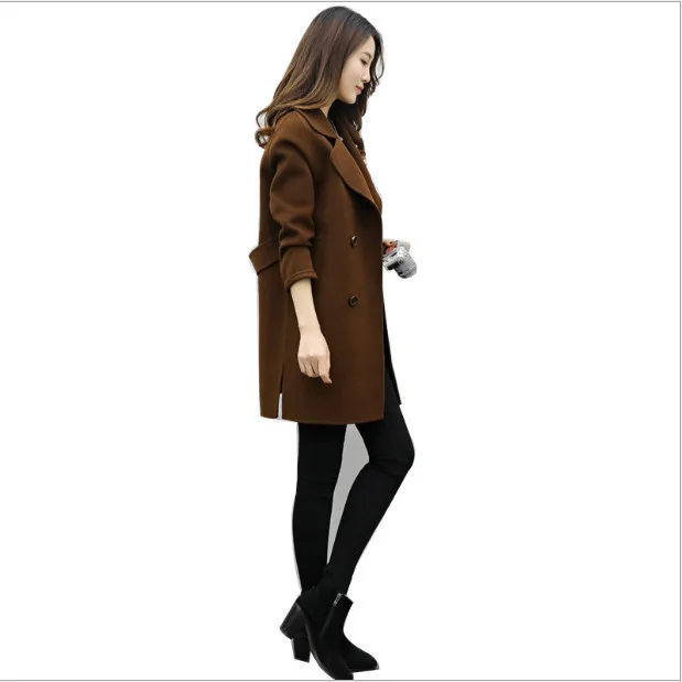 

In autumn and winter of 2020, Korean temperament women's woolen coat slim and slim large size medium and long woolen coat tide