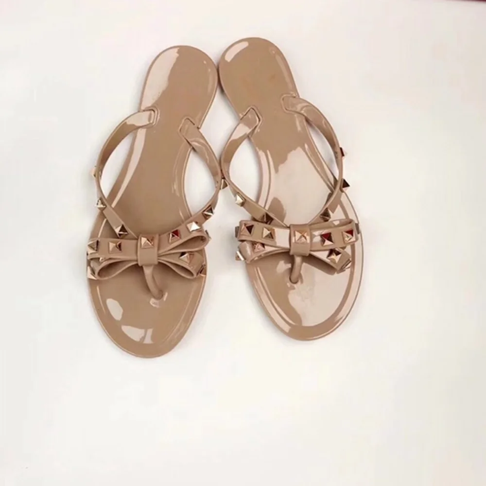 Thong Модные женские сандалии Обувь на плоской подошве Прозрачная обувь для женщин