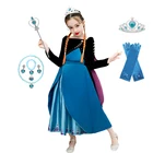 Детский костюм принцессы Анны, комплект из 2 предметов для рождественской косплевечерние, вечеринки в честь Дня Рождения, небесно-голубого цвета