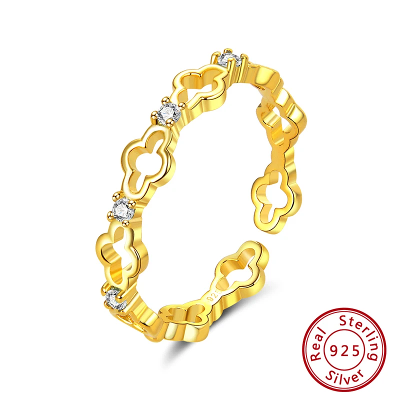 ORSA JEWELS кольцо чистый 925 Серебряные Регулируемые кольца для Для женщин 4 стиль Дополнительный синий и ясно AAAA фианит укладки вогнутые кольца ювелирные изделия SR140 - Цвет камня: SR140-G-W