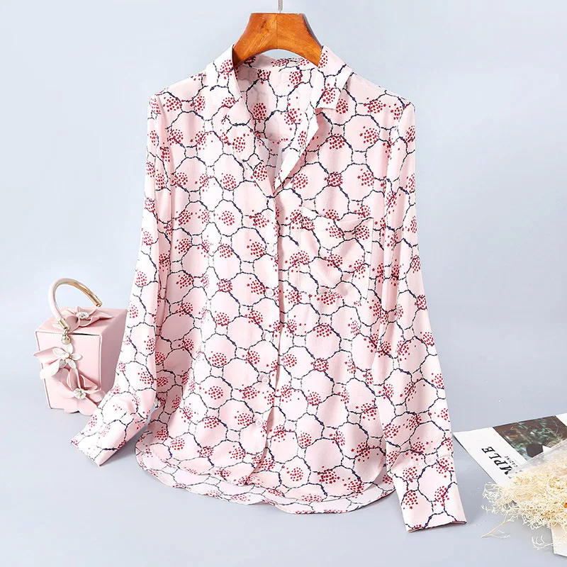 

New Shirts silk shirt women s early spring 2020 temperament long sleeve single breasted mulberry silk cardigan top