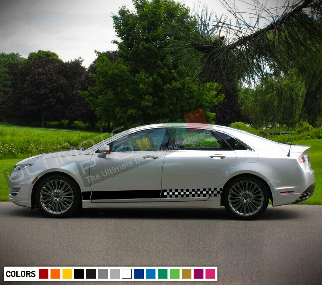 

For x2 Sticker Decal Stripes Body Kit Lincoln MKZ Carbon Guard Exhaust Grill Trim