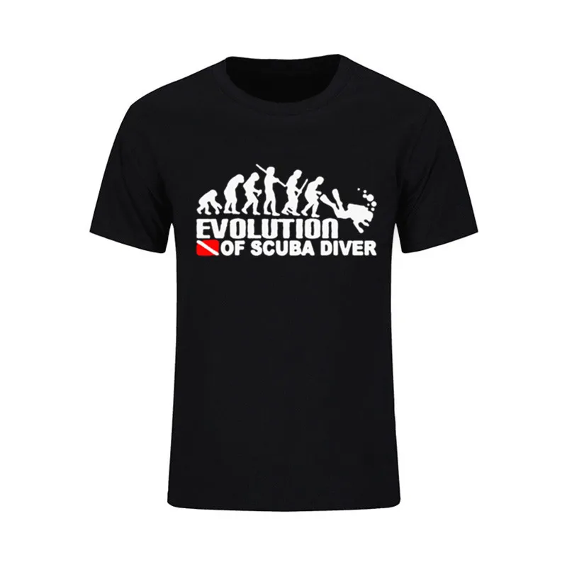 EVOLUTION OF SCUBA DIVER dive down flag винтажные футболки для мужчин футболка с коротким рукавом