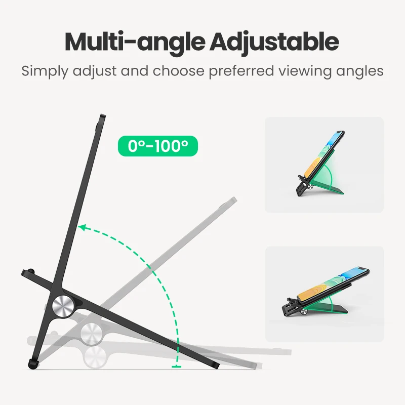 UGREEN Desk Phone Holder Stand Foldable Mobile Phone Stand for iPhone 13 12 Xiaomi Portable Cell Phone Stand for Samsung Huawei