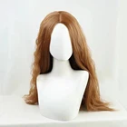Шарф для косплея на Хэллоуин, парик ведьмы Vision Wanda Maximoff, парик для косплея, коричневые вьющиеся синтетические волосы + шапочка для парика