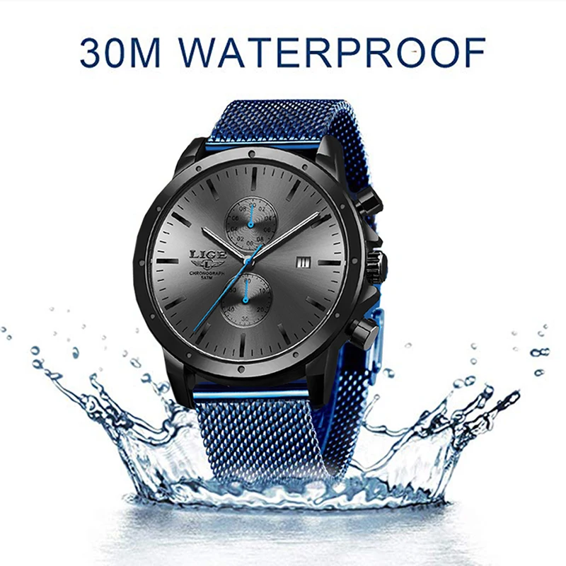 Часы мужские из нержавеющей стали водонепроницаемые кварцевые с коробкой 2020 |