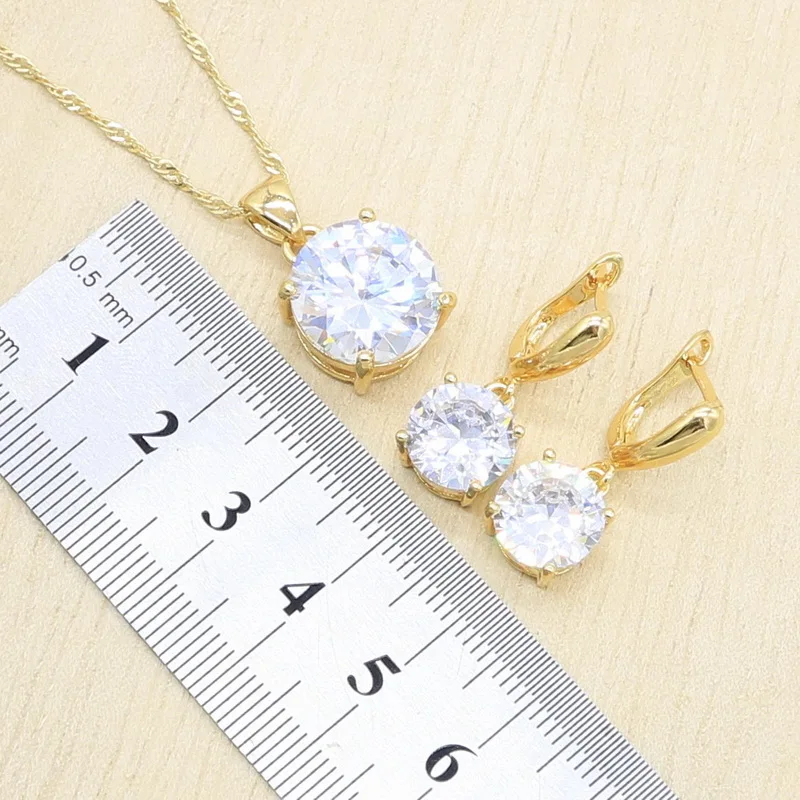 Свадебные круглые серьги подвески золотого цвета|Ювелирные наборы для невесты| |