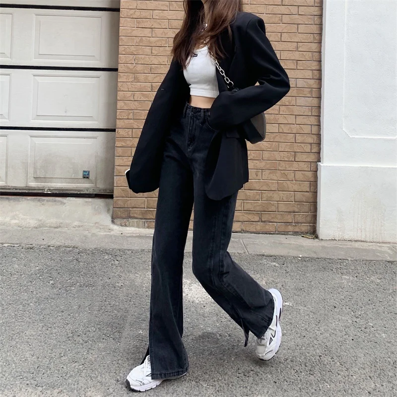 Женские джинсы с широкими штанинами новые корейские длинные брюки высокой