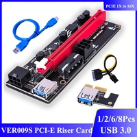 new ver009s pci e riser card dual 6pin 4pin adapter card pcie 1x to 16x extender card usb3 0 data cable for btc mining miner