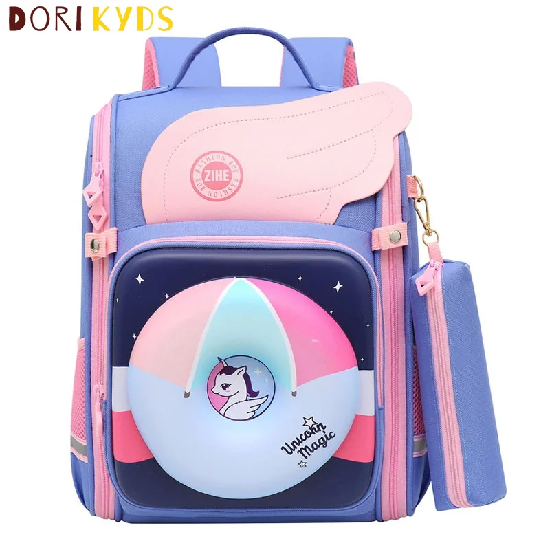 

Детские ортопедические рюкзаки DORIKYDS, детские школьные ранцы с 3D рисунком единорога для начальной школы, светоотражающие для детей 1-3-6 класс...