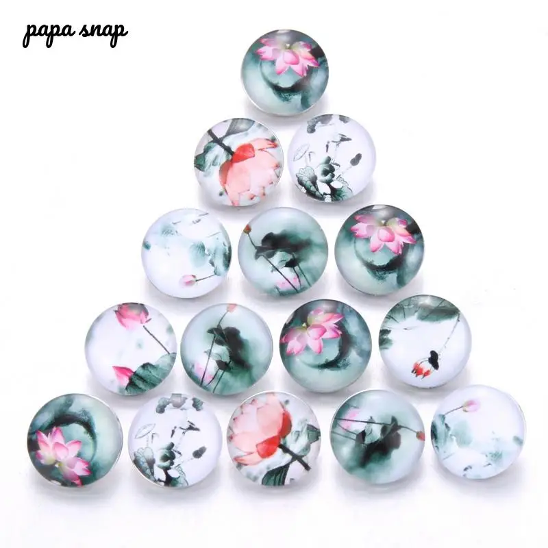 10 шт./лот новый дизайн 18 мм стеклянные кнопки Лотос литературные пуговицы