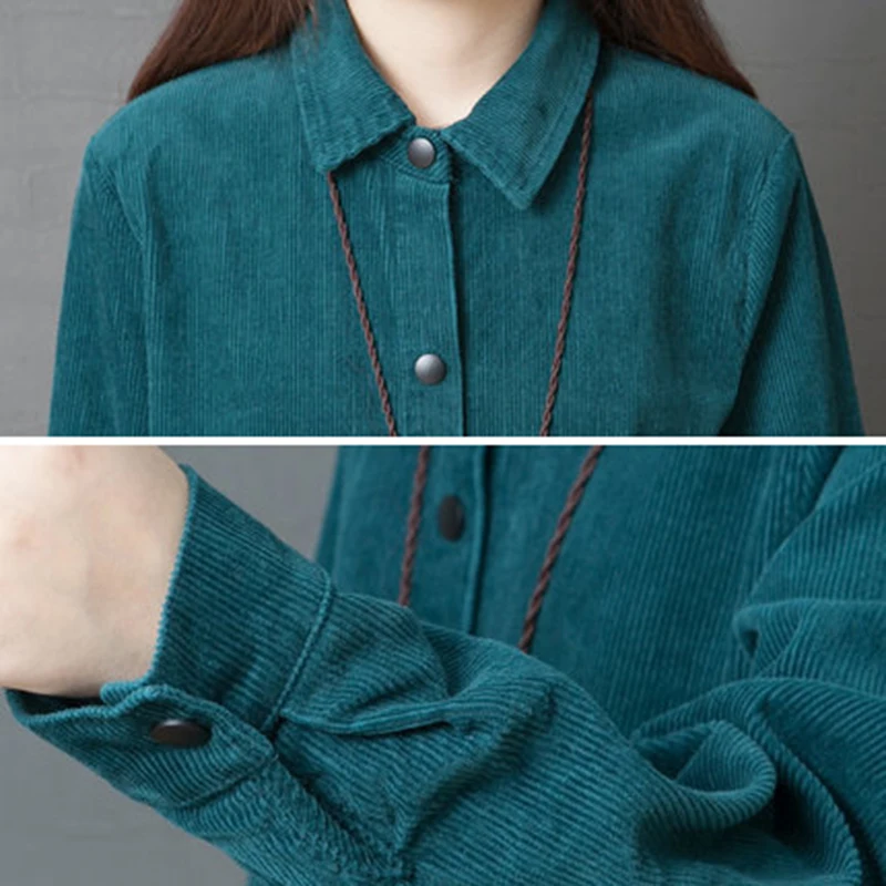 

Vintage Women Cotton Shirt Dress Pure Turn-down Collar Button Long Sleeve Split Loose Midi Dress Women Plus Size Autumn Dress
