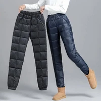 casual loose thick women winter pants fashion warm plus size cotton pants female basic solid snow wear high waist down pants