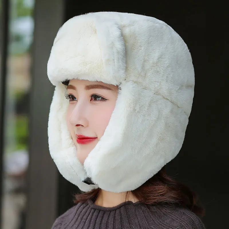 Женские меховые шапки бомберы для женщин зимние шапка девочек с хлопковой