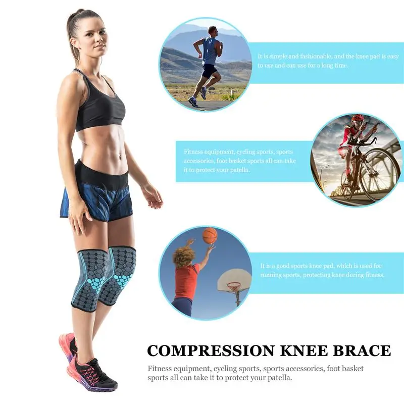 

2pcs Sports Kneepad Men Pressurized Elastic Knee Pads Nylon Sports Knee Pad Compression Knee Brace Knee Sleeve Running Kneepad