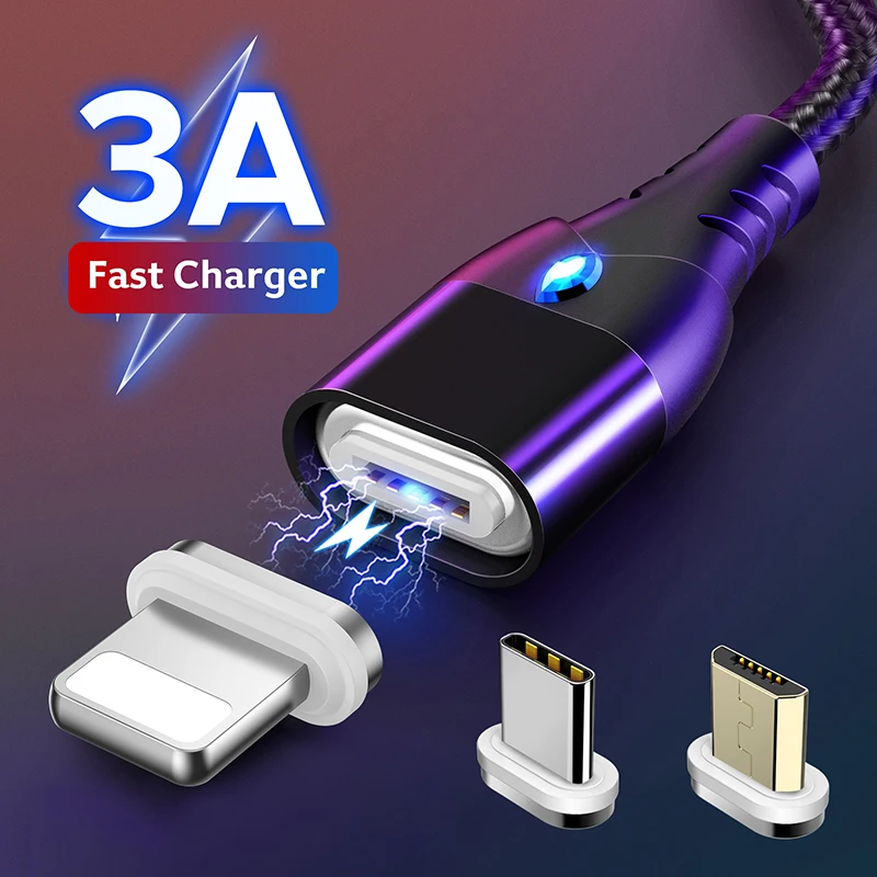 Магнитный USB-кабель GETIHU 3A быстрое зарядное устройство Micro Type C магнитный шнур для