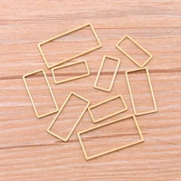 10pcs 3 size rectangle charm gold stainless steel pendant open bezels hollow pressed resin frame mold bezel diy jewelry making