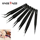 6 шт., пинцет для черных бровей, нержавеющая сталь, плоский кончик, для удаления волос, наращивание ресниц, макияж, инструменты для ногтей, зажимы для бровей