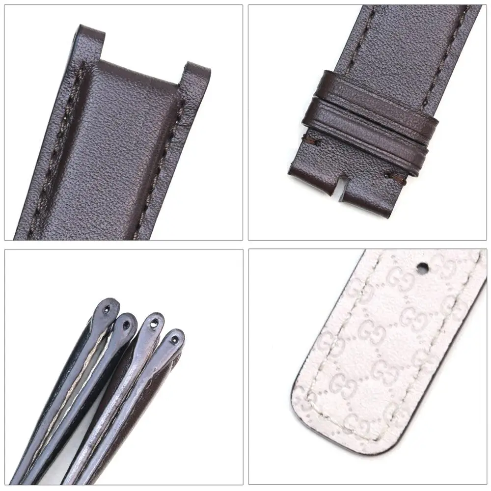 SAUPPO Plain Grain Calfskin Leather Watch Band Women Men Accessories suitabl for Gucci Interlocking 1332 1333 1335 | Наручные часы