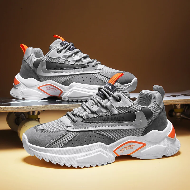 

Casual Lightweight Sneakers For Men Daddy Shoes Platform Lace-up Shoes Breathing Comfortable Sports Men Vulcanize Shoes