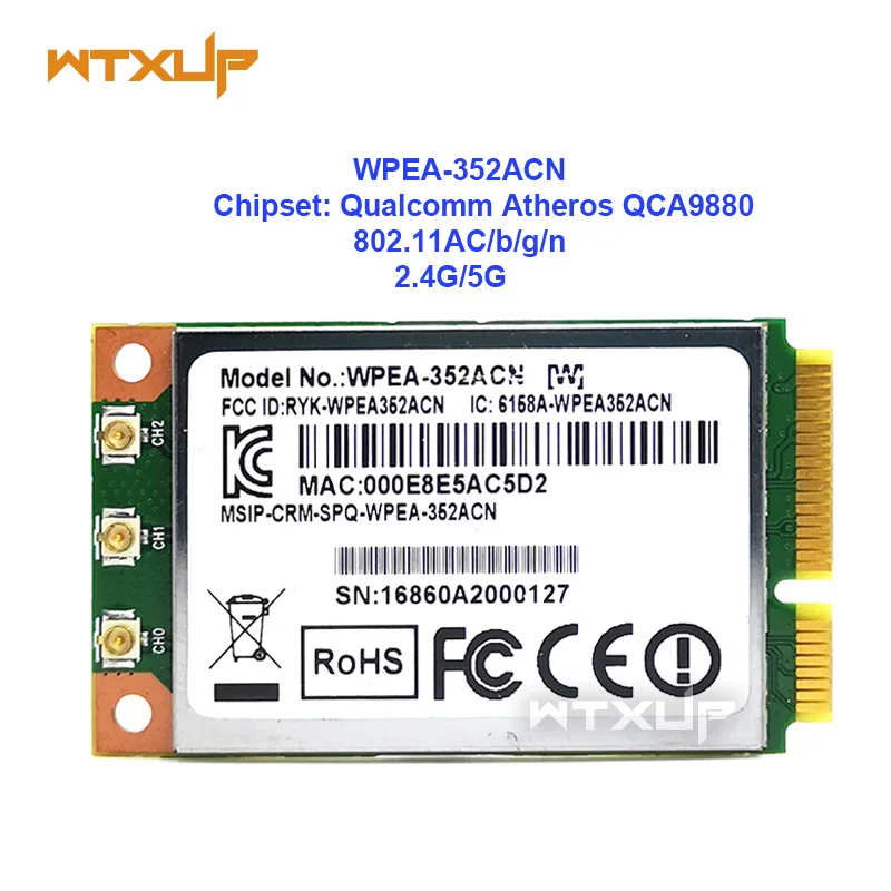 Мини модуль PCIe QCA9880 WPEA 352ACN 802.11AC двухдиапазонный беспроводной WiFi сетевая карта