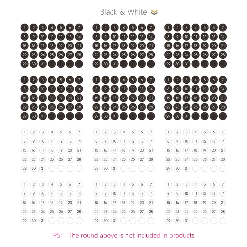 MyPretties Round Label Dot Stickers Number Planner Weekly Daily Schedule Mark Agenda Stationery | Канцтовары для офиса и дома