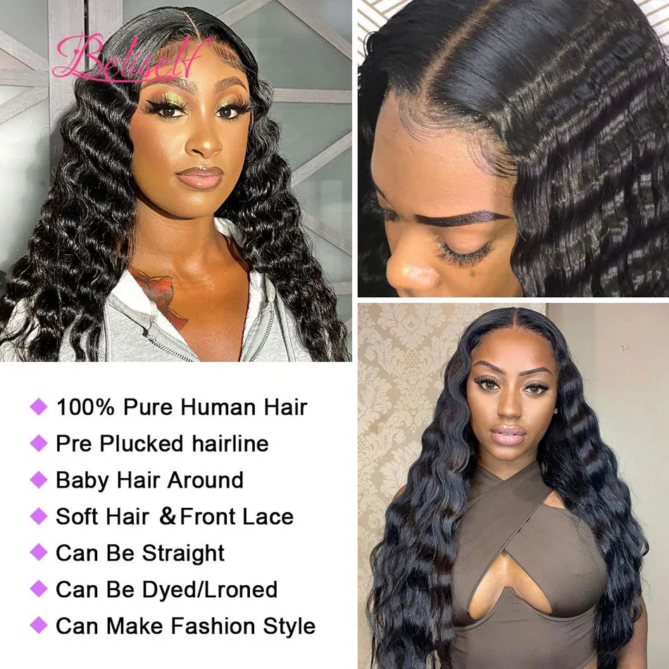 Парик свободного покроя с глубокой волной 13 х6 дюймов | Шиньоны и парики