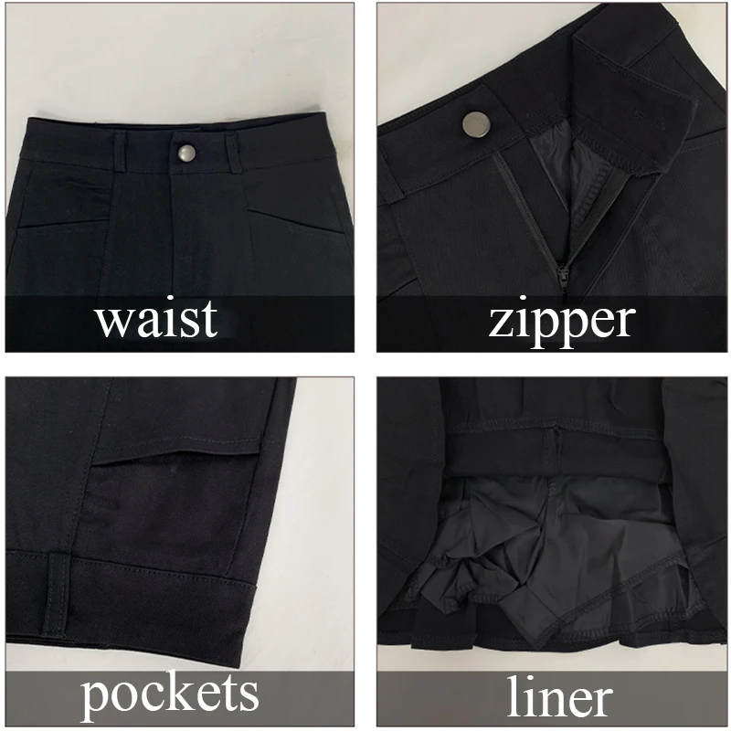 

Skirts Women Spring Summer Ruffles Solid Stylish with Zipper Pockets Elegant Fashion Sexy Bodycon Mini A-line Womens Daily Chic