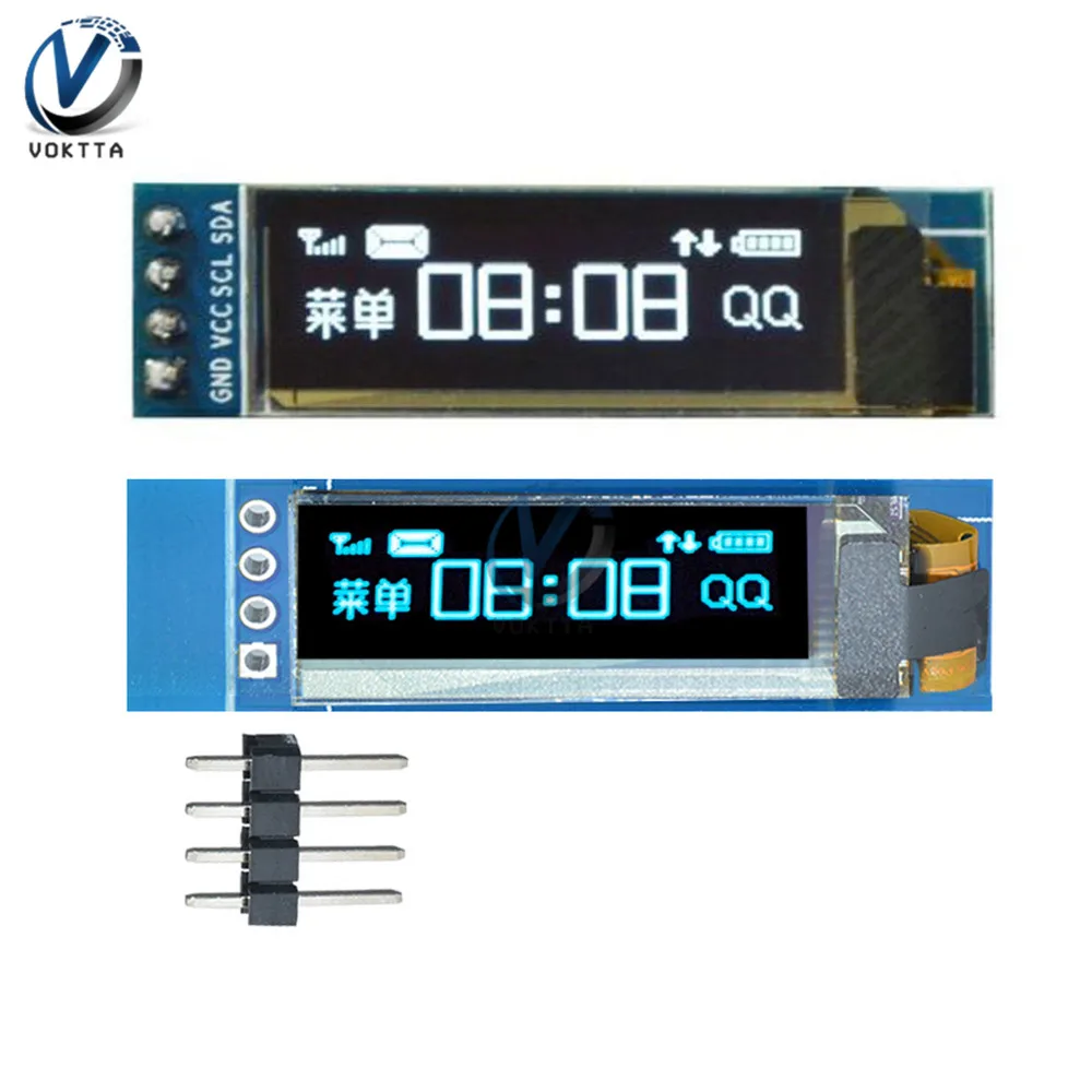 

0.91 Inch 0.91" 4pin IIC I2C Interface OLED Display Module 128x32 DC 3.3V 5V SSD1306 Blue White LCD Screen Board For Arduino