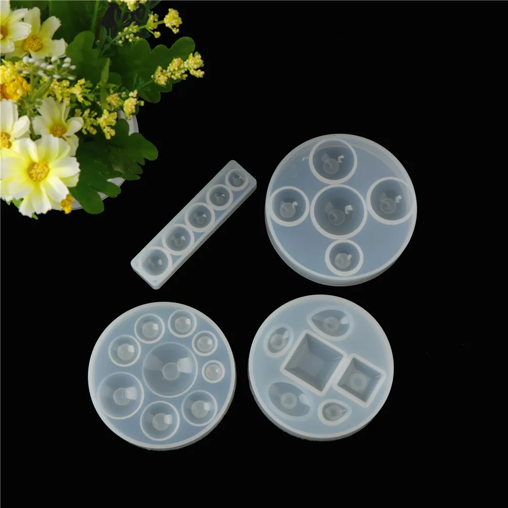 

DIY Transparent UV Resin Liquid Silicone Mold For DIY Earrings Necklace Making Jewelry Flat Round Cabochon Pendant Charms