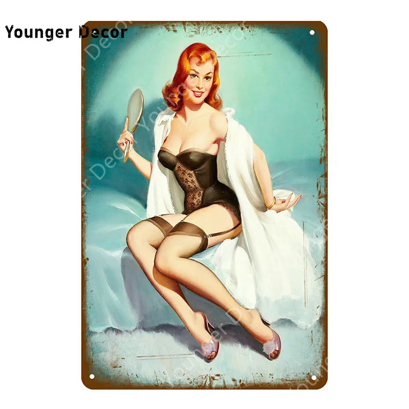 В европейском стиле с изображением девушке в пин ап плакат из металла наклейки