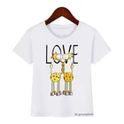 Футболка детская летняя с мультяшным принтом, повседневная Милая рубашка для мальчиков и девочек, с забавным жирафом, Прямая поставка