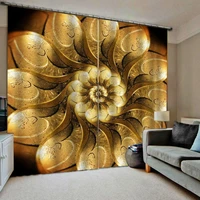 gold 3d curtain luxury blackout window curtain living room modern living room curtains