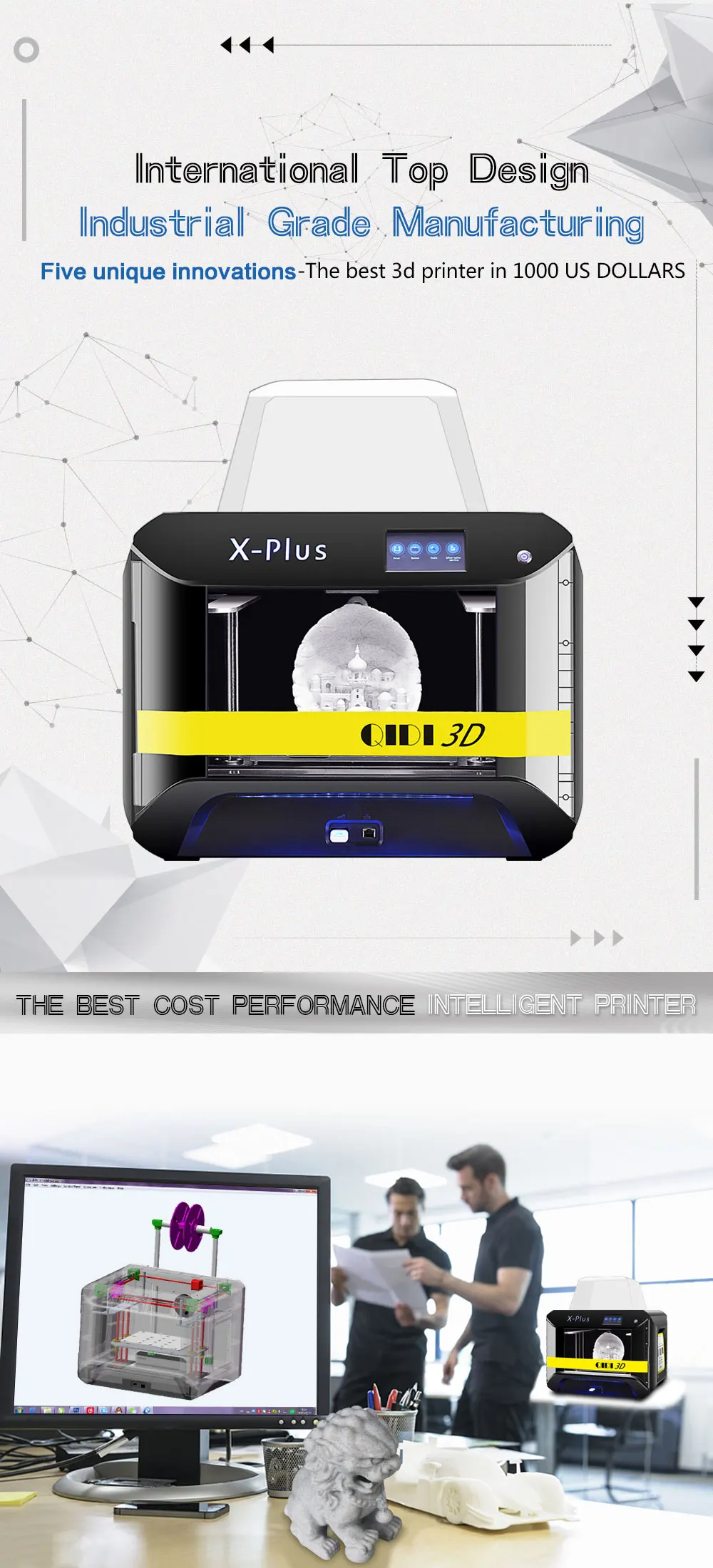 QIDI TECH 3d принтер X-Plus Большой размер промышленный класс WiFi функция Impresora 3D высокоточная печать 270*200*200 мм 3D Drucker