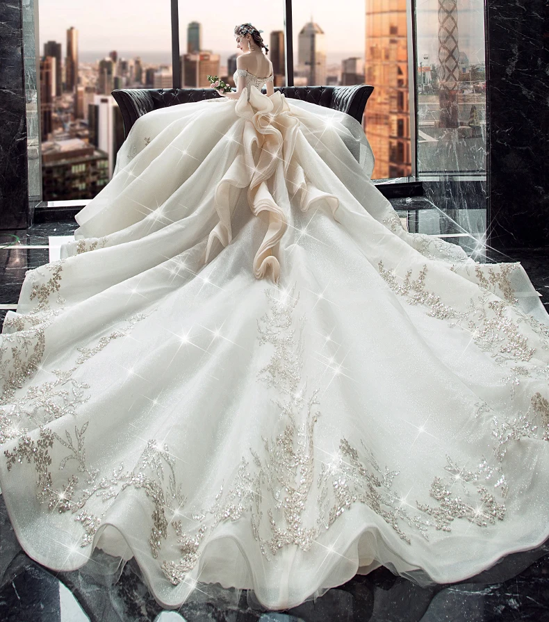 Дубай Королевский Свадебный платья Vestido De Noiva свадебное платье класса люкс роскошное бальное платье Арабский мусульманский халат De Mariee