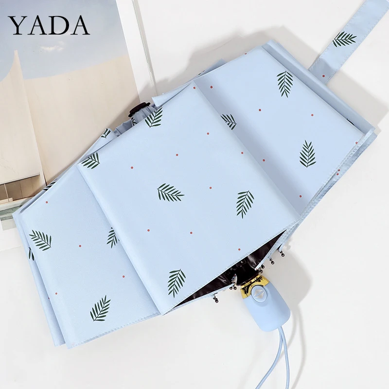 

YADA 2020 Ins New Cartoon Leaf Grass Pattern Automatic Umbrella Rain UV Umbrella For Women Man Windproof Auto Umbrellas YS200224