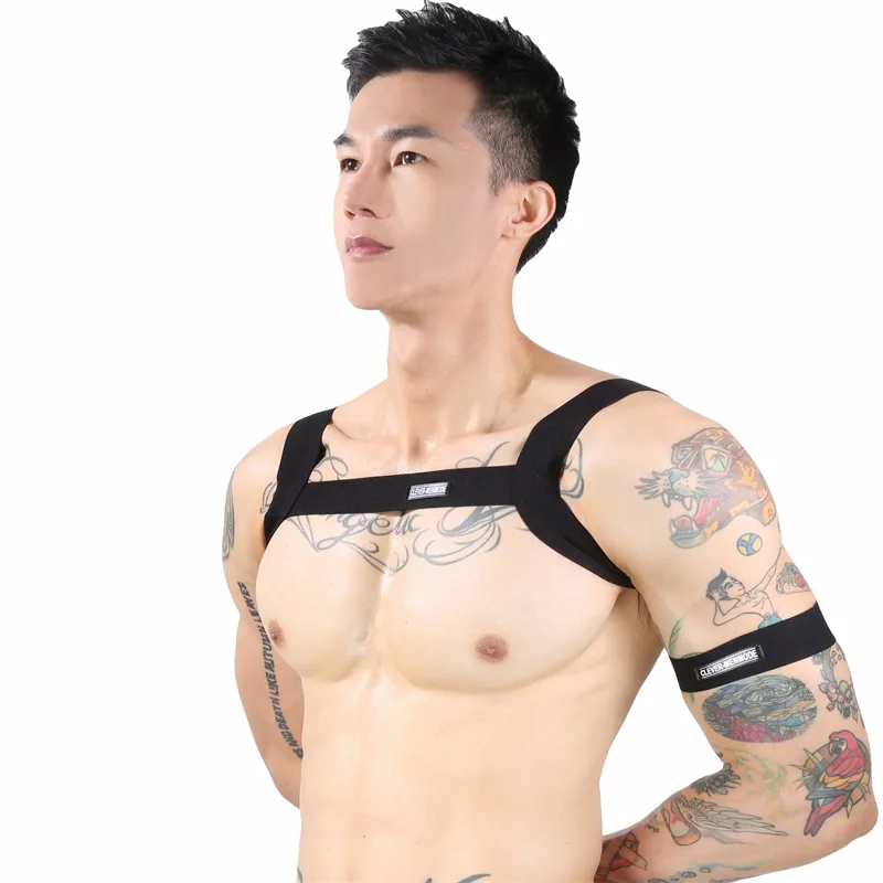 Men Halter Neck Elastic Body Chest Harness Belts with Jockstrap Thongs Bodysuit Sexy Lingerie for Night Club Costume | Тематическая