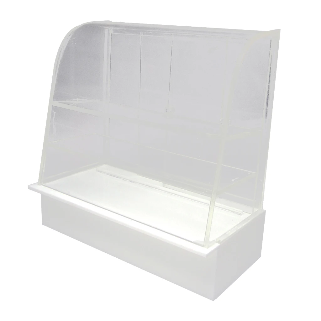 

1:12th Dollhouse Miniature White Plastic Mini Dessert Display Cabinet Model