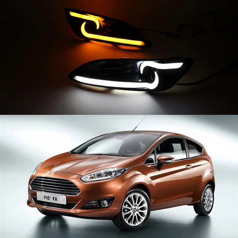 Автомобильный мигающий 2 шт. для Ford Fiesta 2013 2014 2015 2016 светодиодный DRL дневные ходовые