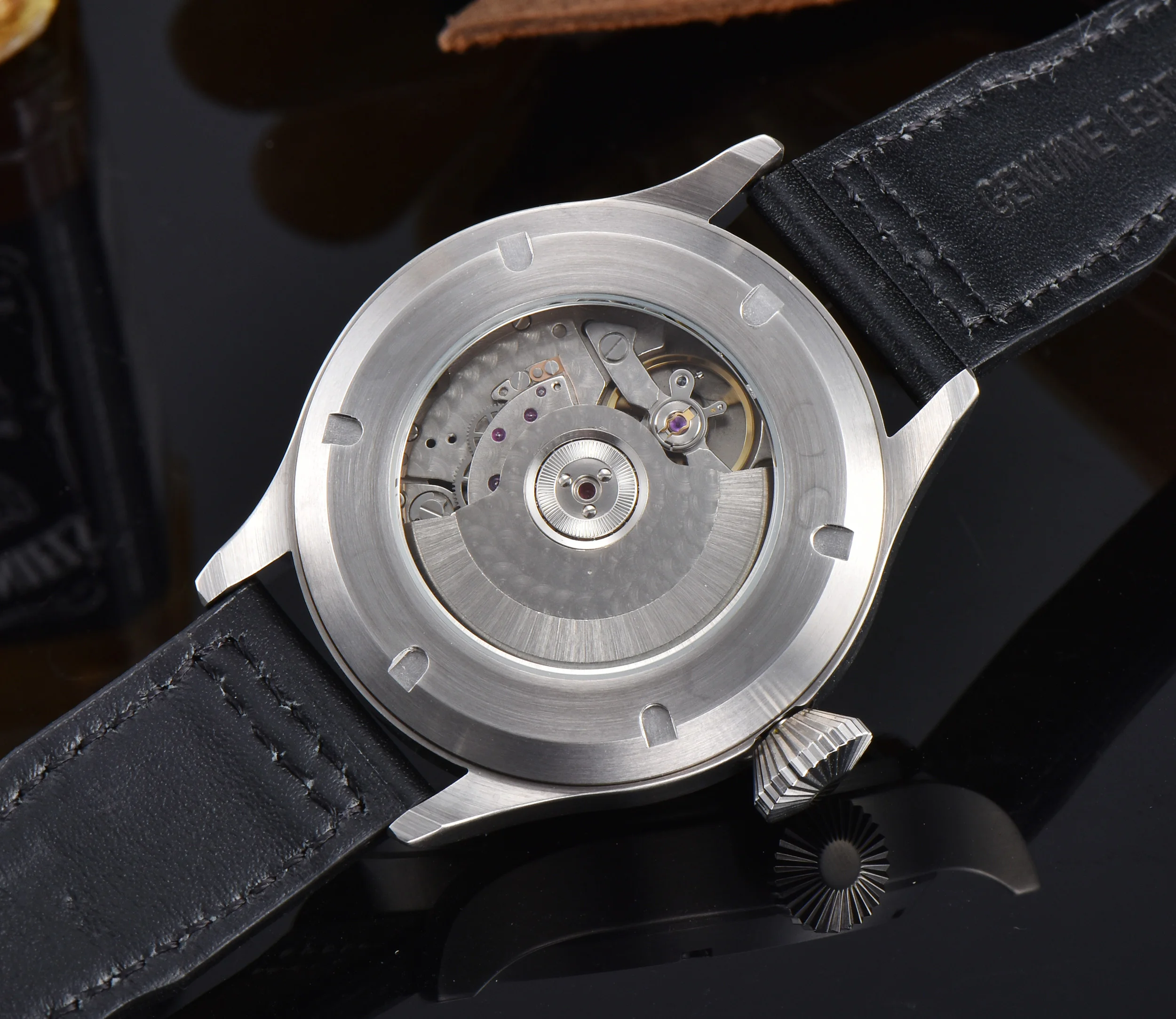 Corgeut42MM автоматические механические наручные часы мужские светящиеся Дата синий циферблат нержавеющая сталь настоящий пояс 316L нержавеющая сталь Водонепроницаемый
