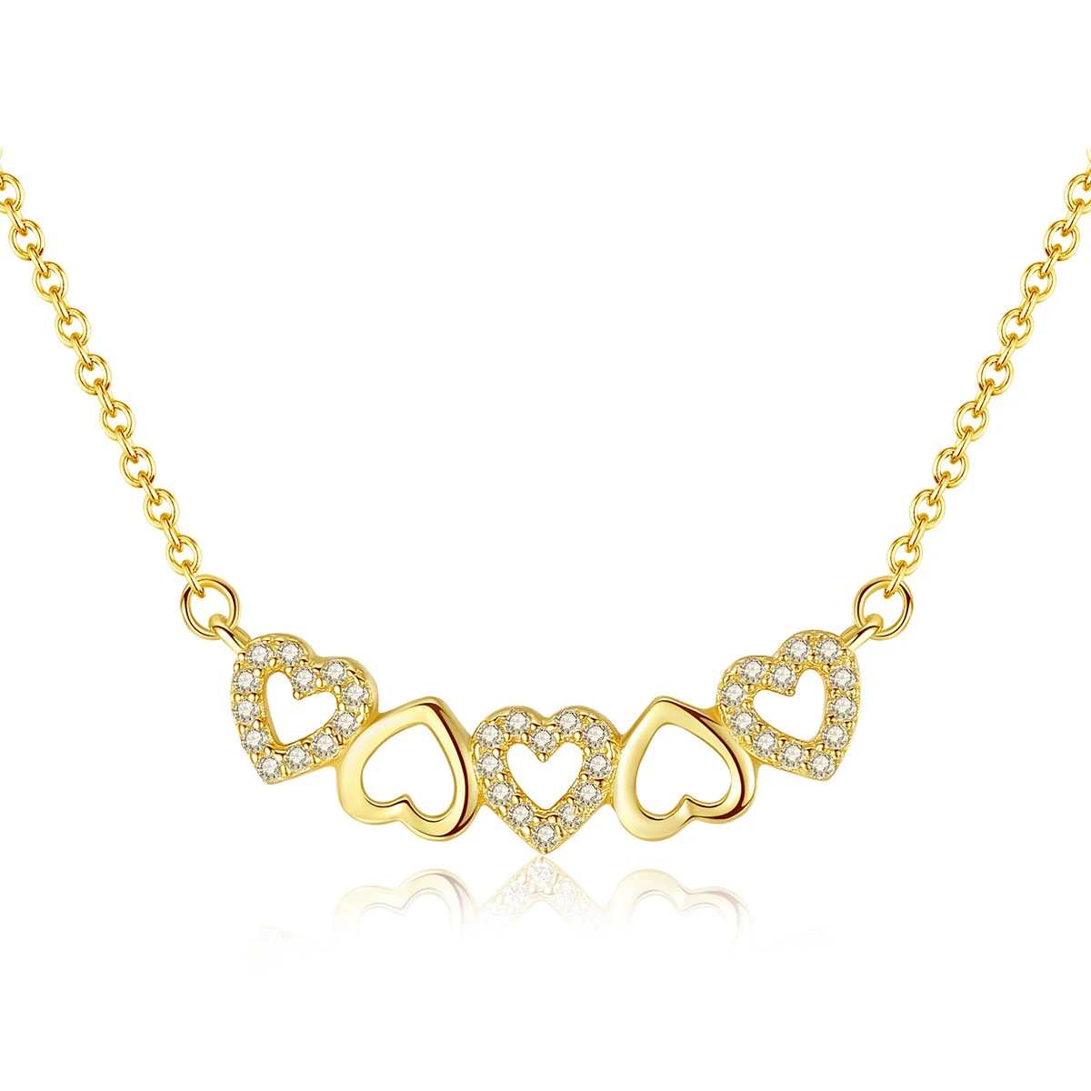 

MetJakt 18K Gold Plated S925 Sterling Silver Heart Micro Inlaid 3A Zircon Sweet Lovely Women's Necklace