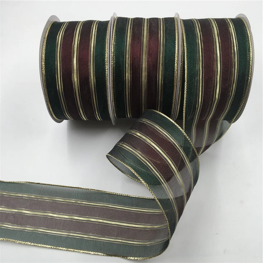 63 мм 25 ярдов лента с проволочным краем для рождества красочная платья банта