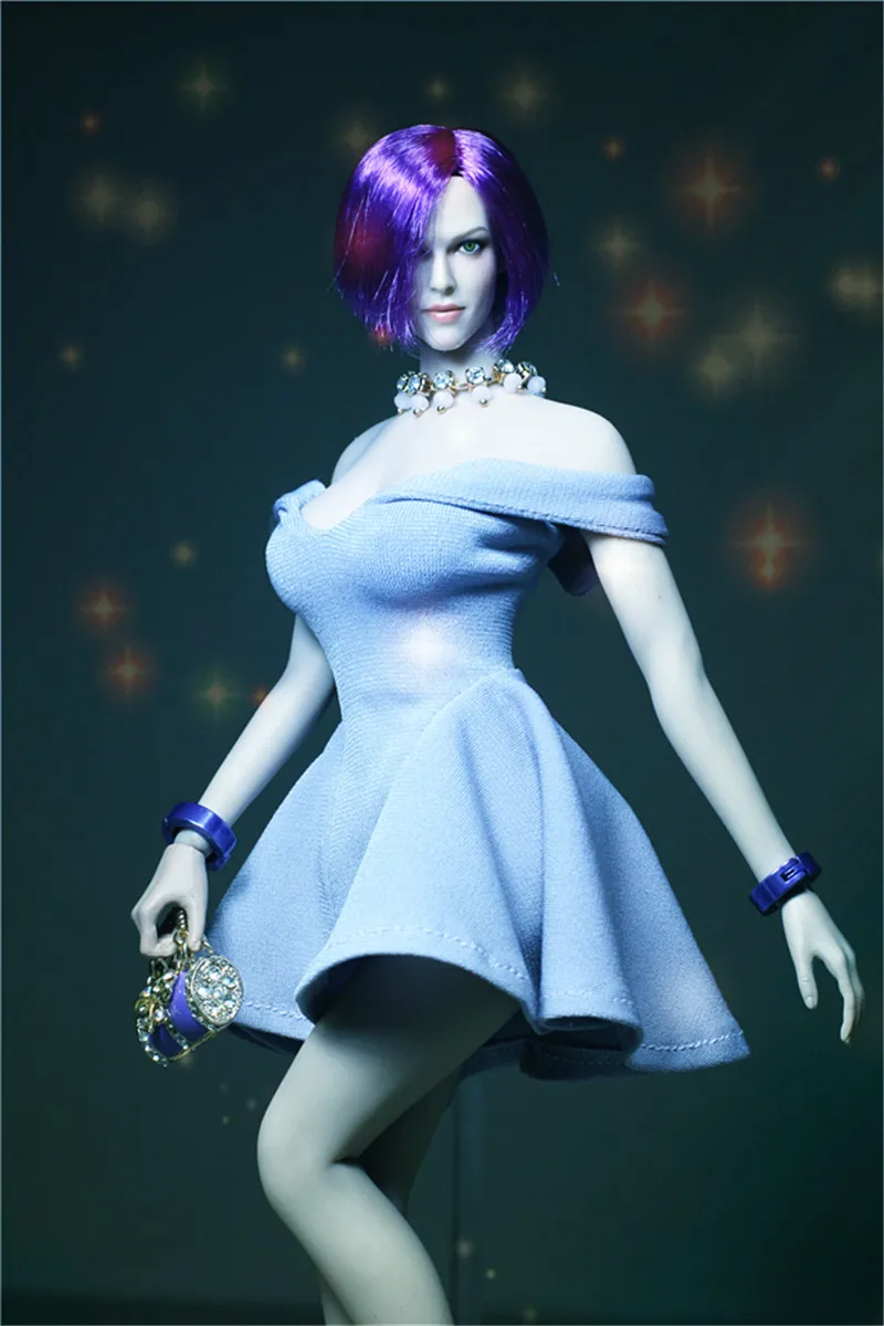 Mnotht масштаб 1/6 Лаванда без бретелек платье утренняя слава для 12 дюймов