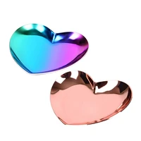 2 pcs heart shaped jewelry serving plate metal tray storage arrange fruit tray home rose gold bright color