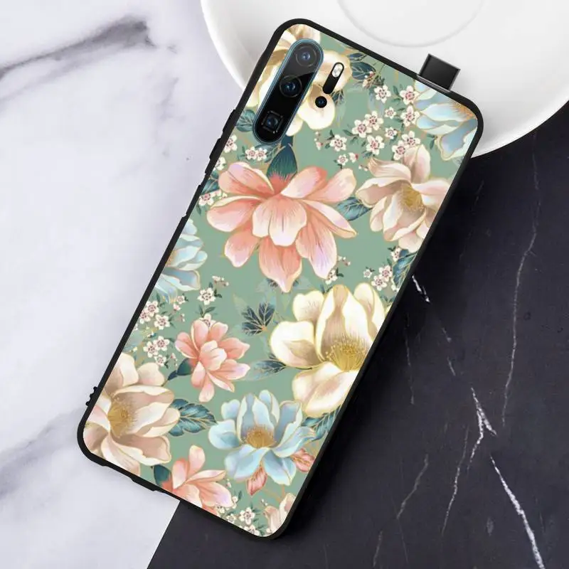 

Retro Laser Flowers aesthetics Phone Case For Huawei honor Mate P 10 20 30 40 Pro 10i 9 10 20 8 x Lite