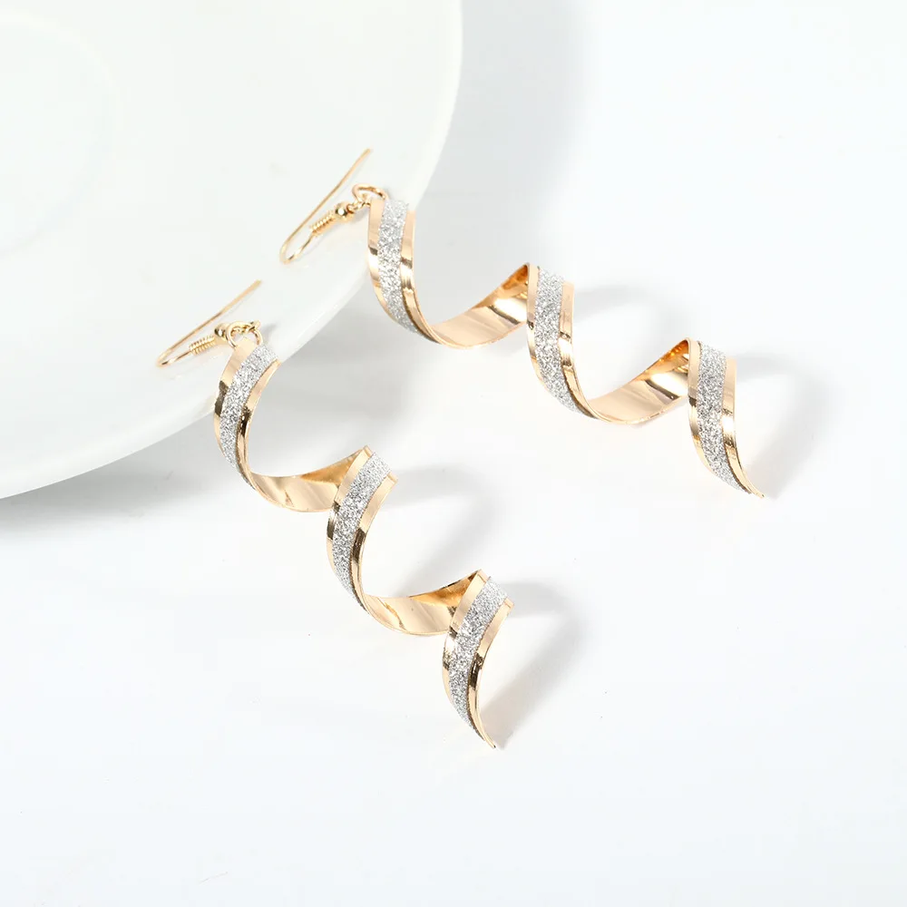

Twisted spiral frosted earrings personality exaggerated earrings European and American style women's earrings earrings