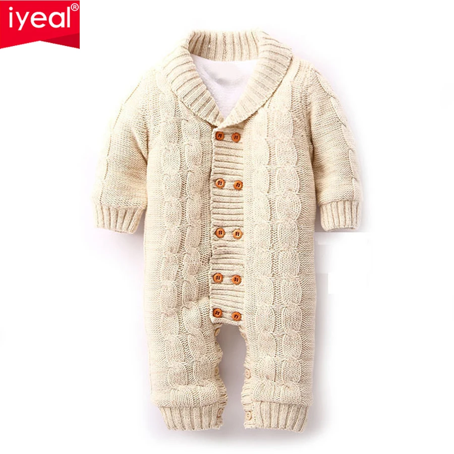 IYEAL/зимняя одежда для малышей Хлопковый толстый теплый вязаный свитер