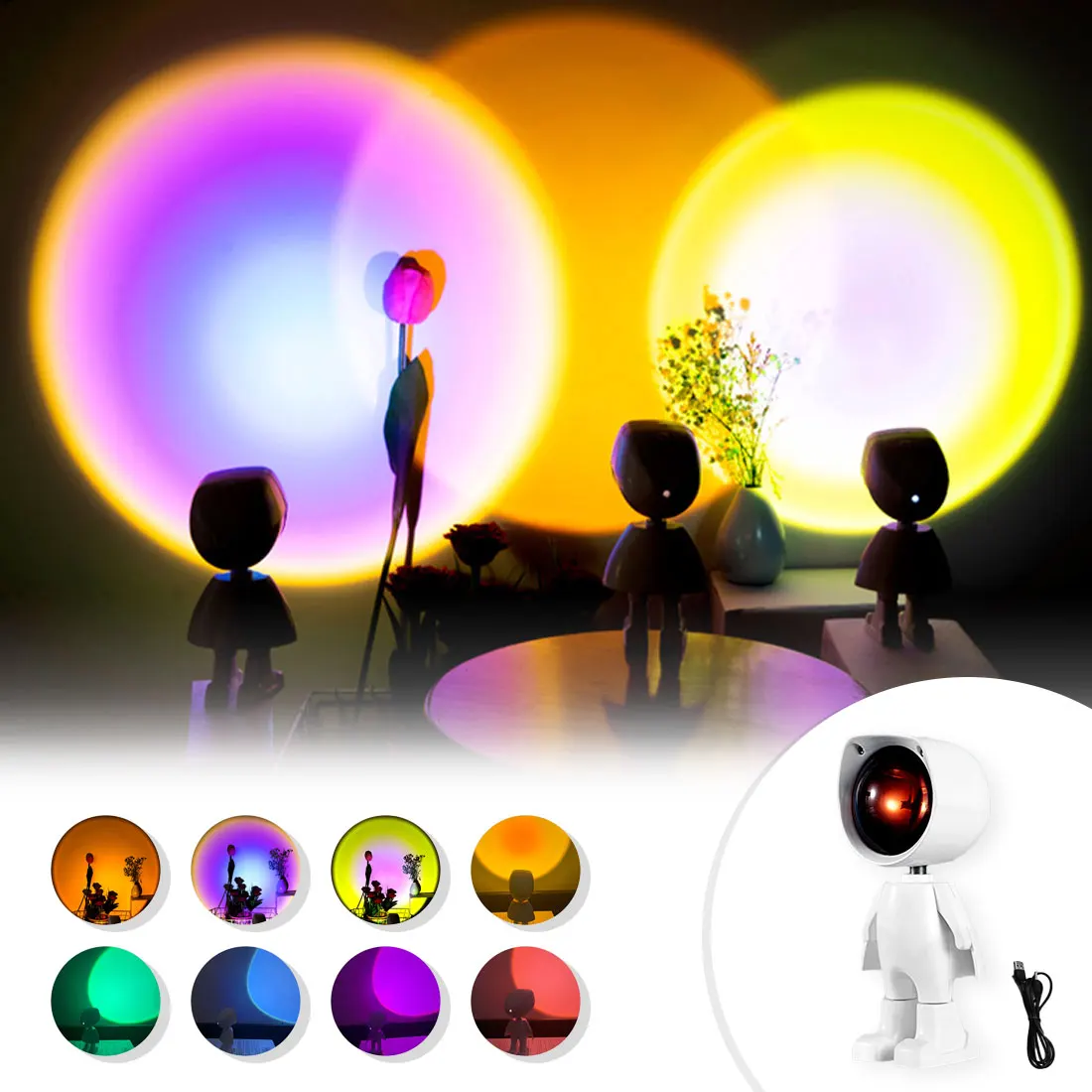 

LED Sunset Lamp Projection Night Light Live Broadcast Background Like Galaxy Projector Atmosphere Rainbow Decoration For Bedroom