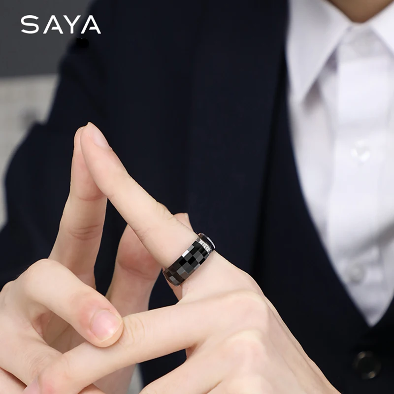 8 мм ширина черные керамические кольца для мужчин обручальные мужские t образные